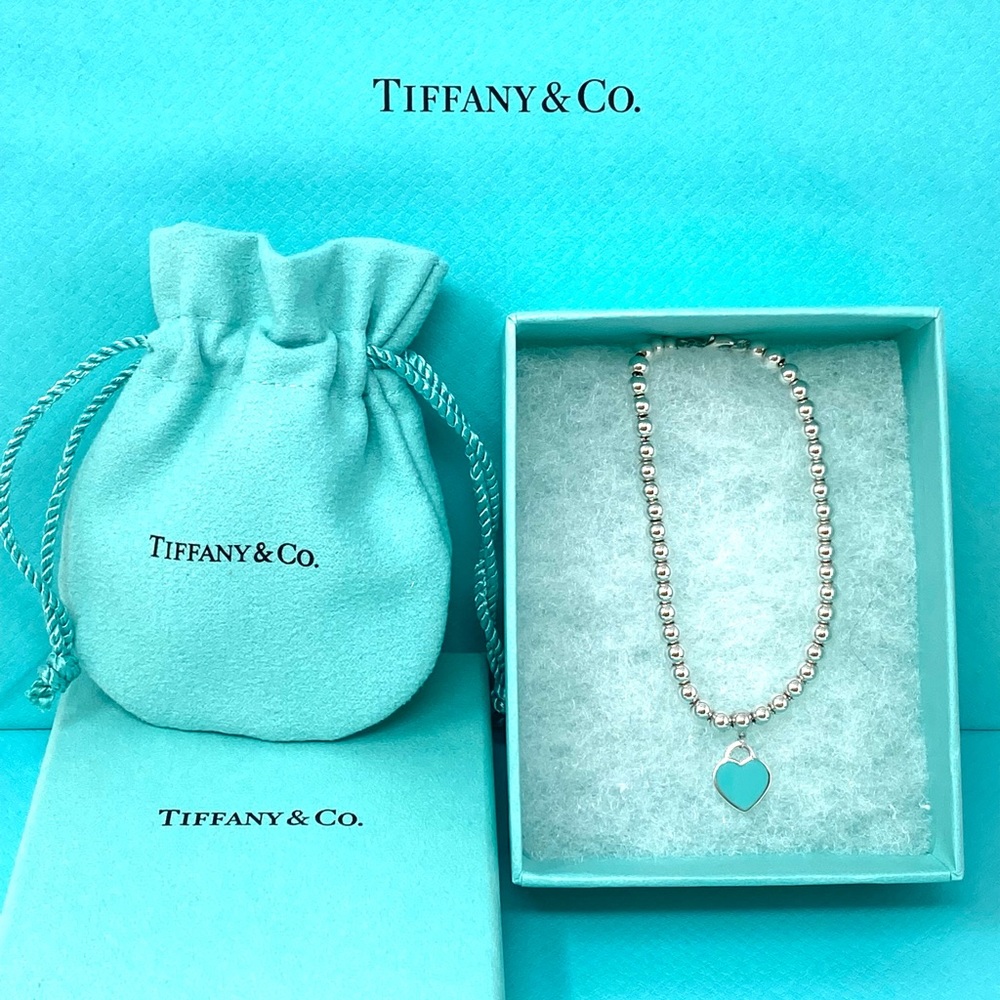 Authentic Tiffany & CO. Return To Mini Heart Tag Enamel Blue Bracelet. - Picture 1 of 8